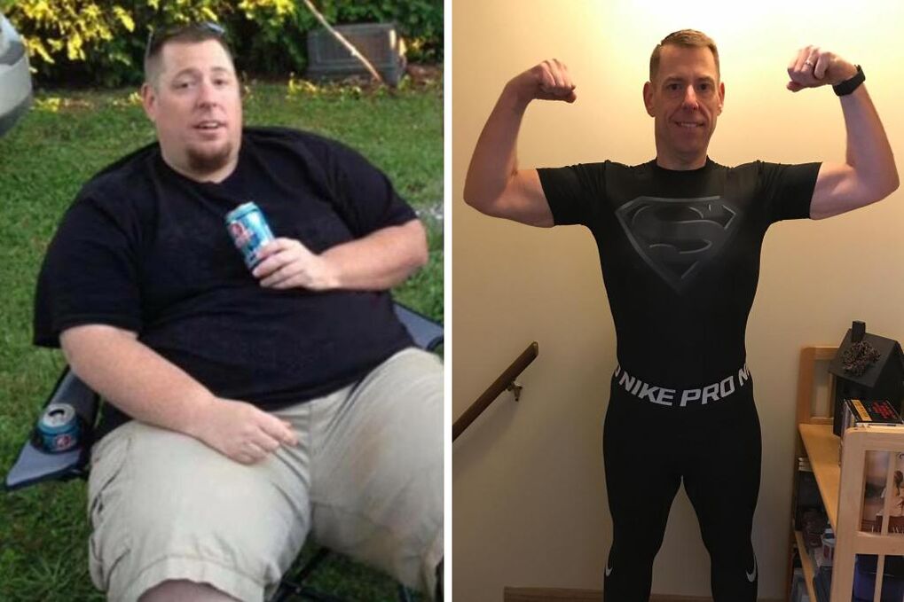Uomo prima e dopo la dieta cheto